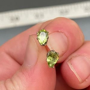 Green tear drop studs